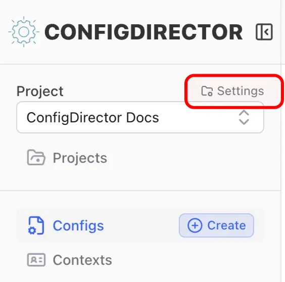 Project settings link